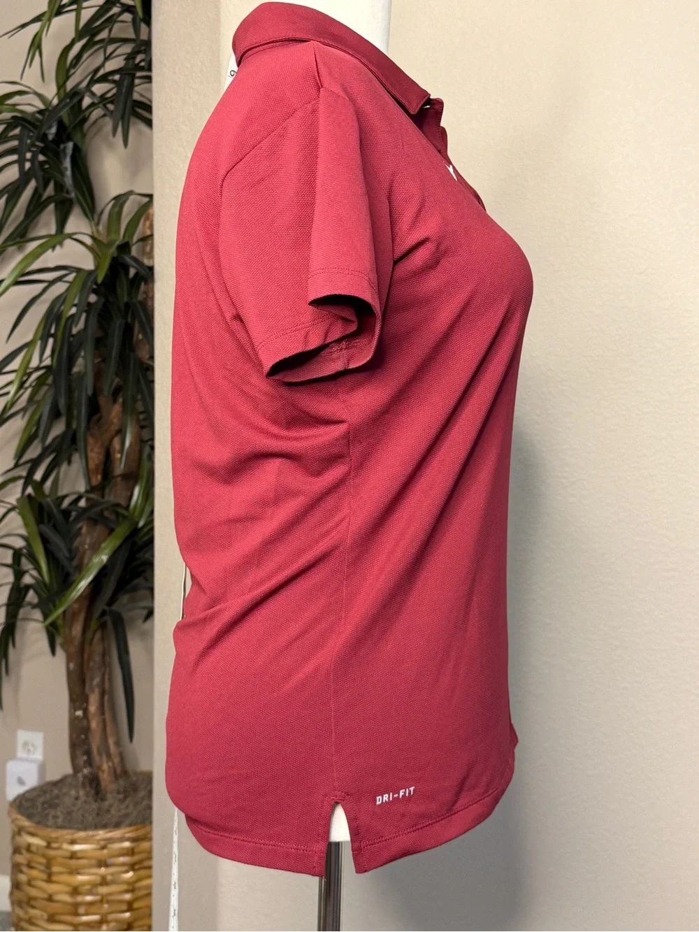 Nike Women's Rose Red Short-Sleeve Polo Top with White Swoosh